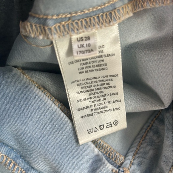 Free People We The Free Youthquake Womens Crop Flare Pants Bleach Light Blue 28 - Picture 7 of 9